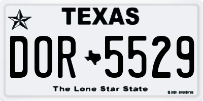 TX license plate DOR5529