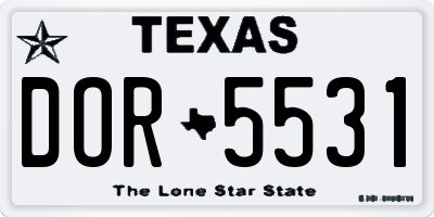 TX license plate DOR5531