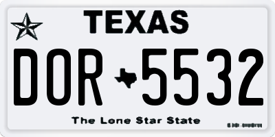 TX license plate DOR5532