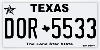 TX license plate DOR5533