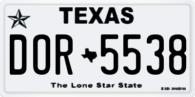 TX license plate DOR5538