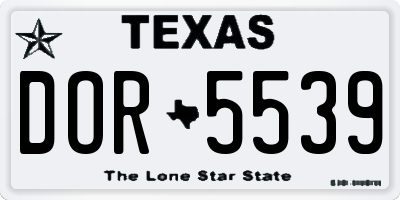 TX license plate DOR5539