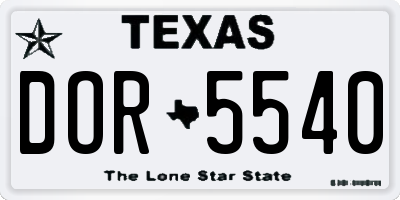 TX license plate DOR5540