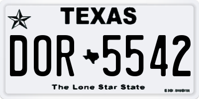 TX license plate DOR5542