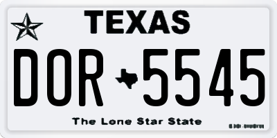 TX license plate DOR5545