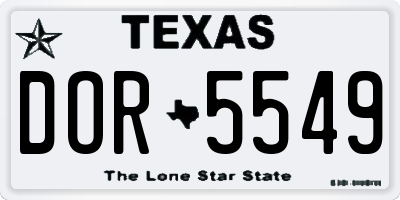 TX license plate DOR5549
