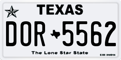 TX license plate DOR5562