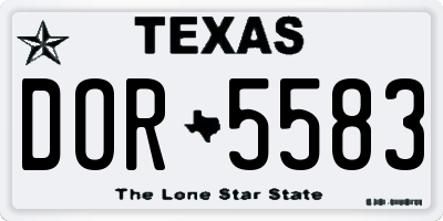 TX license plate DOR5583
