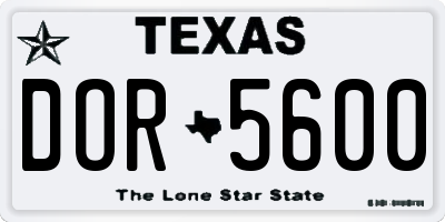 TX license plate DOR5600