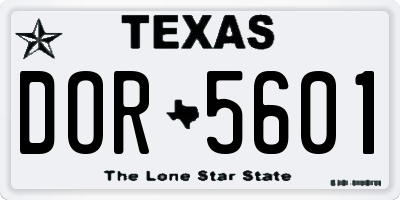 TX license plate DOR5601