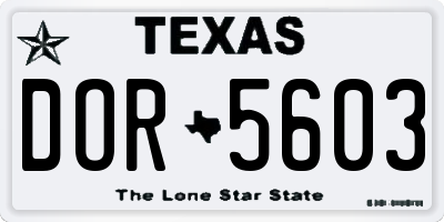 TX license plate DOR5603
