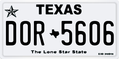TX license plate DOR5606