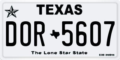 TX license plate DOR5607