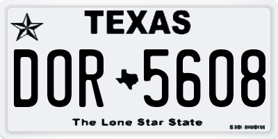 TX license plate DOR5608