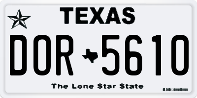 TX license plate DOR5610