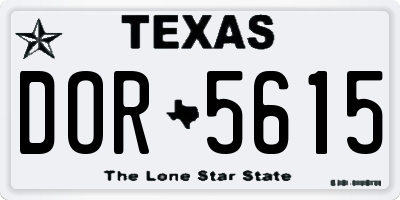TX license plate DOR5615