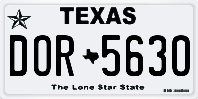 TX license plate DOR5630