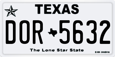 TX license plate DOR5632