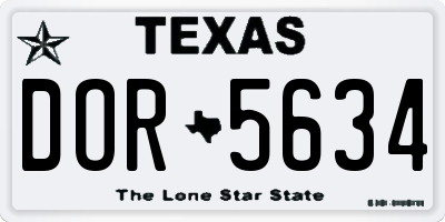 TX license plate DOR5634