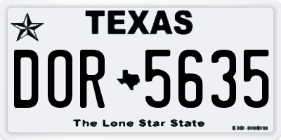 TX license plate DOR5635
