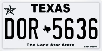 TX license plate DOR5636