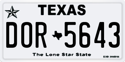 TX license plate DOR5643
