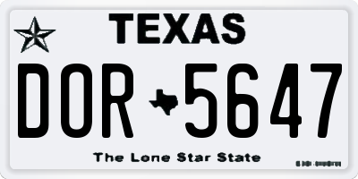 TX license plate DOR5647