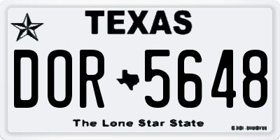 TX license plate DOR5648