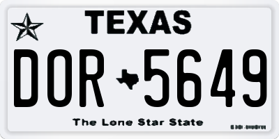 TX license plate DOR5649