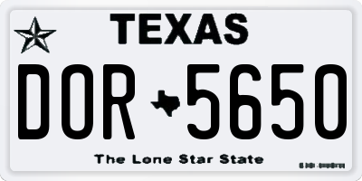 TX license plate DOR5650