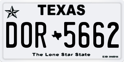 TX license plate DOR5662