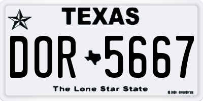 TX license plate DOR5667
