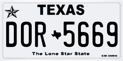 TX license plate DOR5669