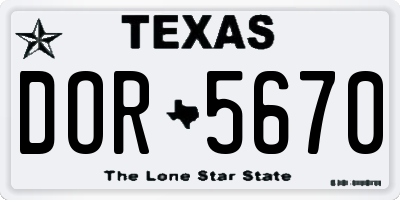 TX license plate DOR5670