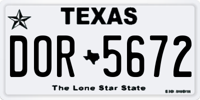 TX license plate DOR5672