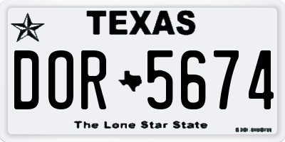 TX license plate DOR5674