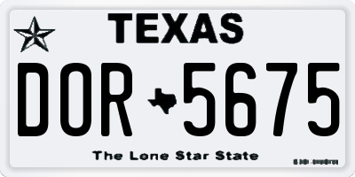 TX license plate DOR5675