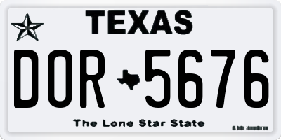 TX license plate DOR5676
