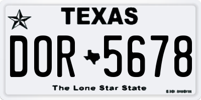 TX license plate DOR5678