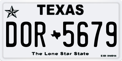 TX license plate DOR5679