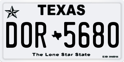 TX license plate DOR5680