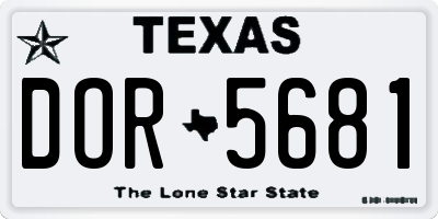 TX license plate DOR5681