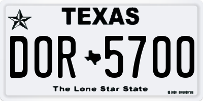TX license plate DOR5700