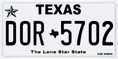 TX license plate DOR5702