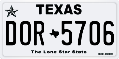 TX license plate DOR5706