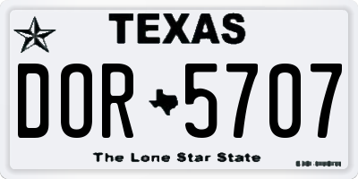 TX license plate DOR5707