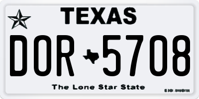TX license plate DOR5708