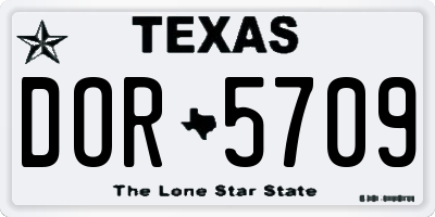 TX license plate DOR5709