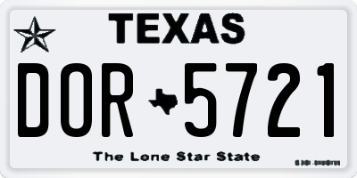 TX license plate DOR5721