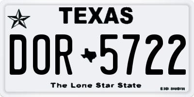 TX license plate DOR5722